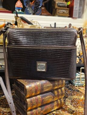 Dooney & Bourke Brown Lizard-Embossed Messenger Bag